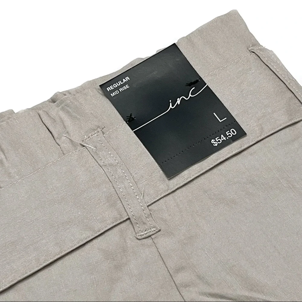 INC. Paper Bag Waist Linen Blend Shorts Core Fashion Size Large